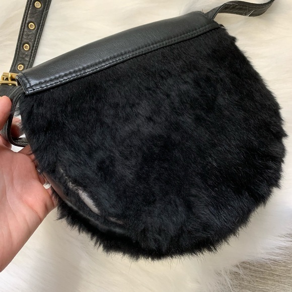 Cassin real rabbit fur black crossbody bag - Picture 4 of 8